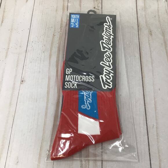 Troy Lee Designs Youth GP Thick MX Motocross Socks Red Size Med Large Kids - Picture 2 of 2